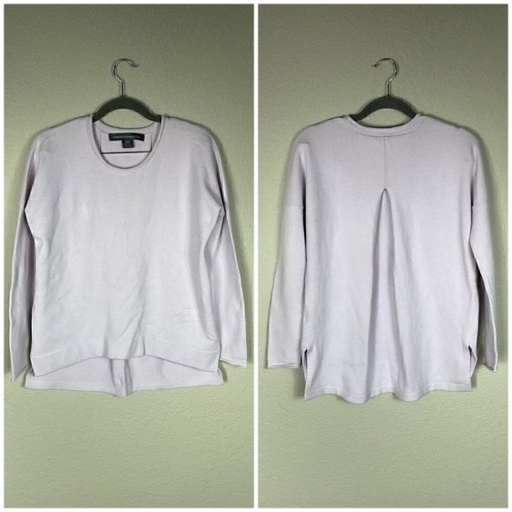 French Connection High Low Terry Cloth Sweater Lilac Purple Soft Pleat Back XS